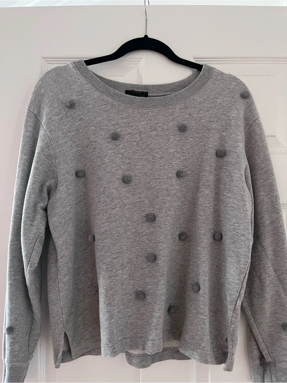 Gray Pom-Pom Crewneck Sweatshirt - Women Size L